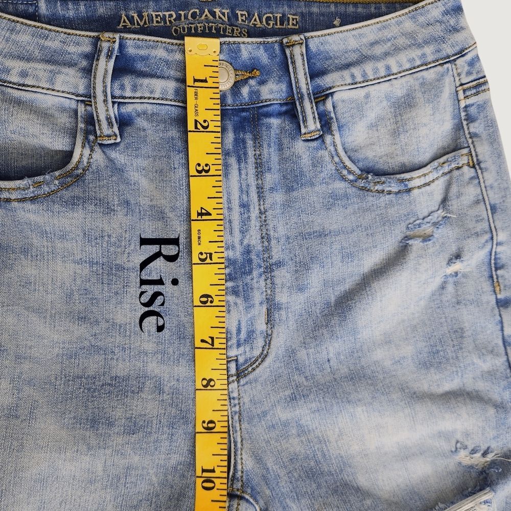 American Eagle Women's Hi-Rise Jeans Denim Blue Skinny Distressed Size 6 Small - Picture 11 of 16